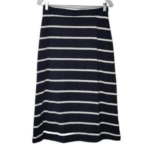 Club Monaco Navy & White Striped Pull-on A-line Terry Toweling Skirt NEW Small